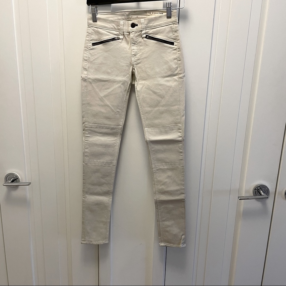 Rag & Bone White Jeans w/ Zipper Pockets Sz 24 NEW